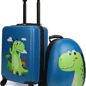 Dinosaur Kids Suitcase Set with Wheels and Backpack,