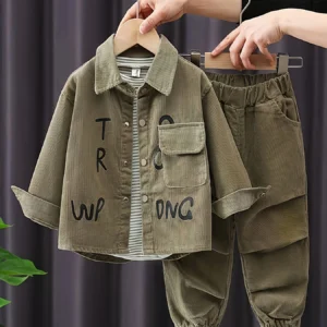 Corduroy jacket, with three boys' pants