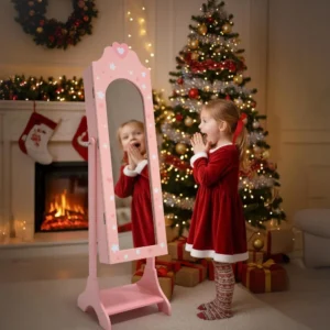 Kids Jewelry Cabinet with Full-Screen Mirror,