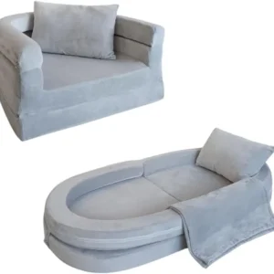Kids Foam Couch with Blanket & Pillow,