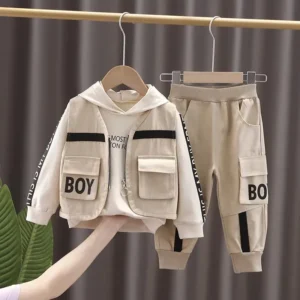 Boy  vest+printed casual pants set